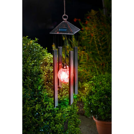 Solar Powered Wind Chime and Solar Light - Colour Changing-Bronze