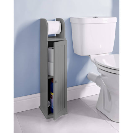 Free Standing Toilet Roll Holder Grey Bathroom Storage Unit Toilet Paper Stand