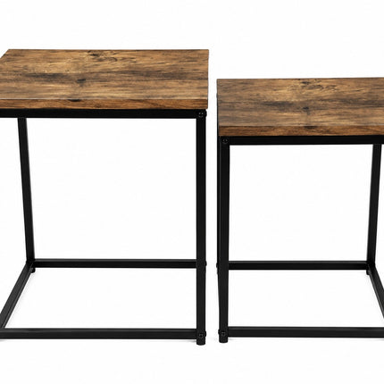 Square Nest of 2 Tables Living Room Furniture Space Saving Idea Decoration