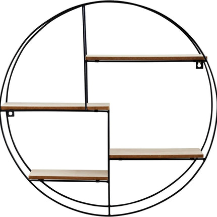 Round Floating Shelf 4 Shelves Wall Mounted - Black