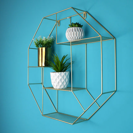 DECO GLAMOUR HEXAGON SHELF-GOLD