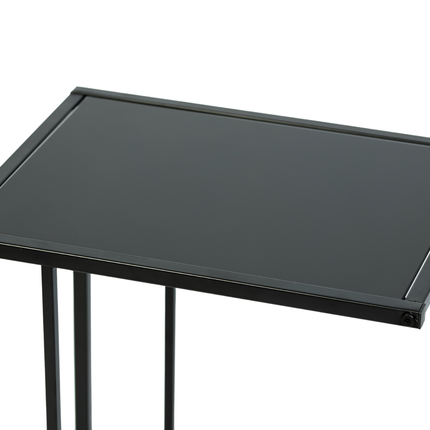 C Shaped Sofa Side Table Laptop Desk - Black