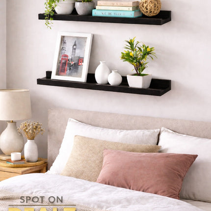 48CM SET OF 2 SHELF - BLACK