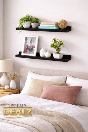 48CM SET OF 2 SHELF - BLACK