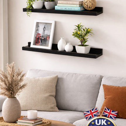 48CM SET OF 2 SHELF - BLACK