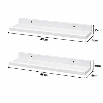 Set of 2 Floating Wall Mounted Shelf 48cm - White