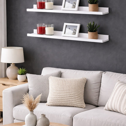 Set of 2 Floating Wall Mounted Shelf 48cm - White