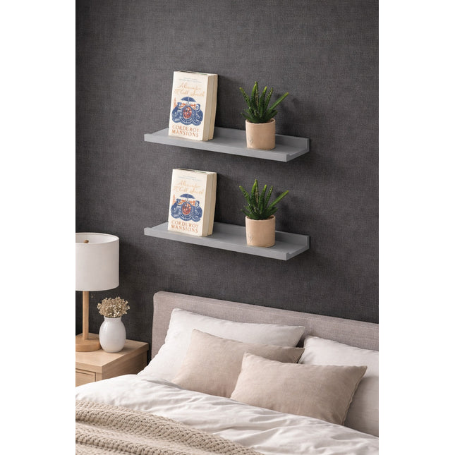 Set of 2 Floating Wall Mounted Shelf 48cm - Grey