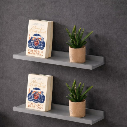 Set of 2 Floating Wall Mounted Shelf 48cm - Grey