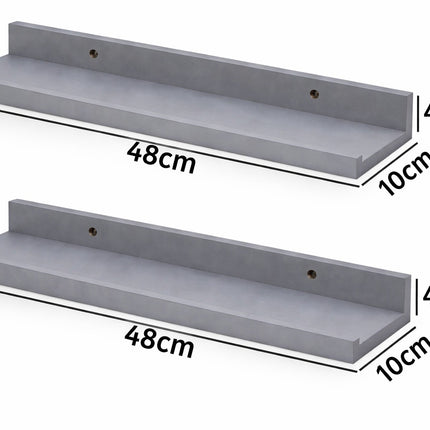 Set of 2 Floating Wall Mounted Shelf 48cm - Grey