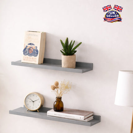 Set of 2 Floating Wall Mounted Shelf 48cm - Grey