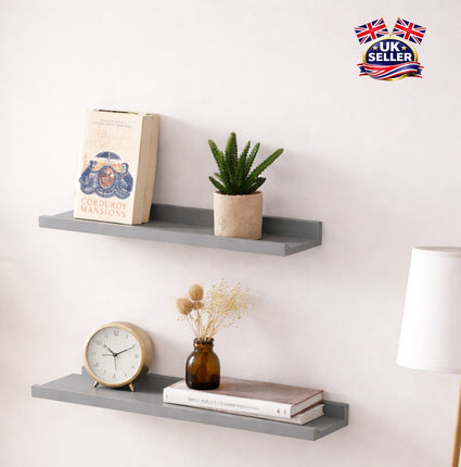 Set of 2 Floating Wall Mounted Shelf 48cm - Grey