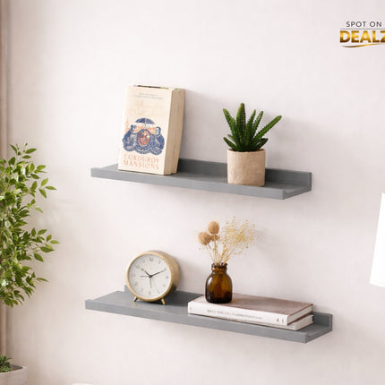 Set of 2 Floating Wall Mounted Shelf 48cm - Grey