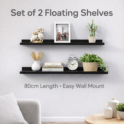 80cm Wide Photo Shelf - Black