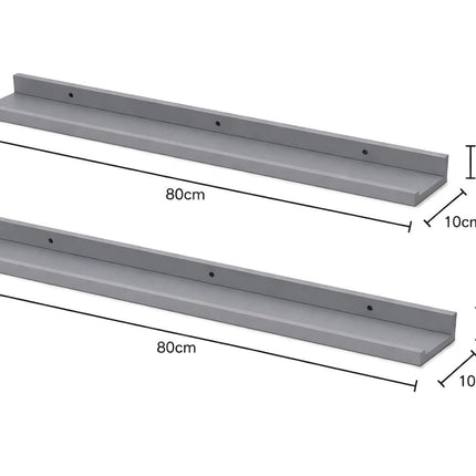 Set of 2 Floating Wall Mounted Shelf 80cm - Grey