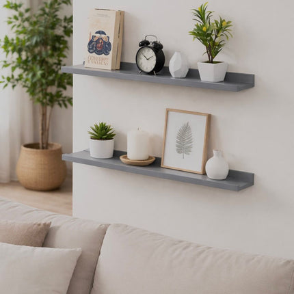 Set of 2 Floating Wall Mounted Shelf 80cm - Grey