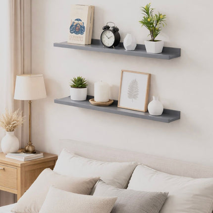 Set of 2 Floating Wall Mounted Shelf 80cm - Grey