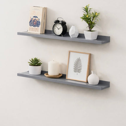 Set of 2 Floating Wall Mounted Shelf 80cm - Grey