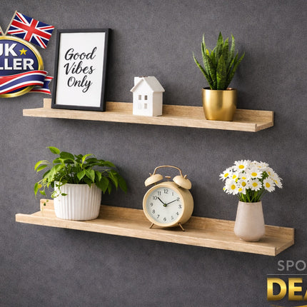 80cm Wide Photo Shelf - Oak