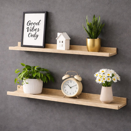 80cm Wide Photo Shelf - Oak