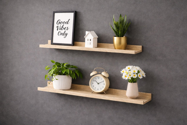 80cm Wide Photo Shelf - Oak