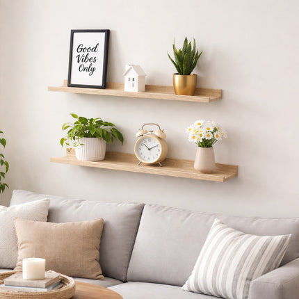80cm Wide Photo Shelf - Oak