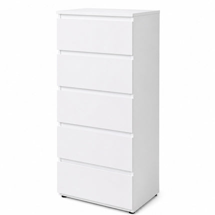 White High Gloss 5 Drawer Chest of Drawers Slim Storage Cabinet Modern Bedroom Unit