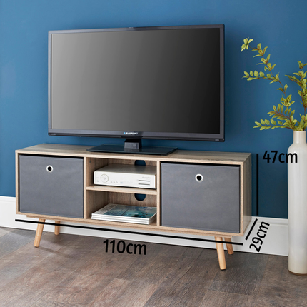 TV Unit Wide 2 Baskets Cabinet for Living Room - Oak