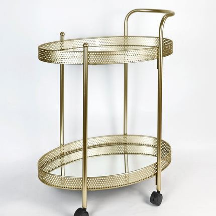 Drinks Trolley Kitchen Island Bar Serving Cart - Gold