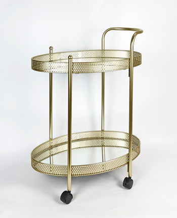Drinks Trolley Kitchen Island Bar Serving Cart - Gold