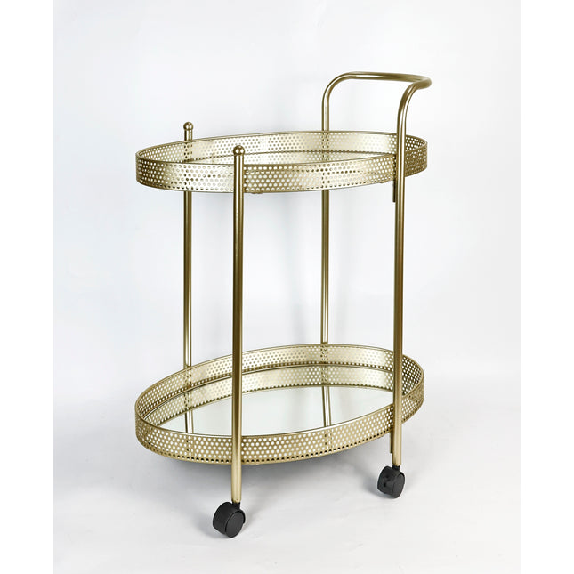 Drinks Trolley Kitchen Island Bar Serving Cart - Gold