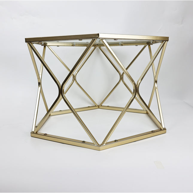 Hexagon Coffee Table With Glass Top-GOLD