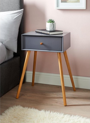 Wooden Bedside Table Side End Living Room - Grey