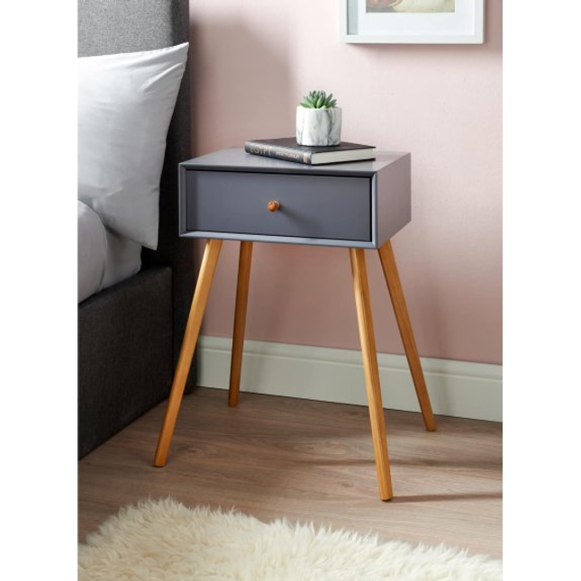 Wooden Bedside Table Side End Living Room - Grey