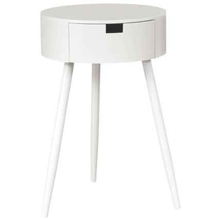 Bedside Table Lamp Nightstand White Bedroom Storage Round 1 Drawer