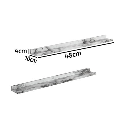 Set of 2 Floating Wall Mounted Shelf 48cm - Marble Effect