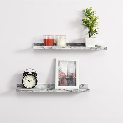 Set of 2 Floating Wall Mounted Shelf 48cm - Marble Effect