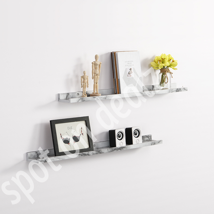 48cm Set of 2 Floating Wall Mounted Shelf - Marble Effect