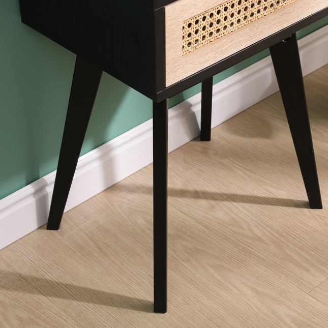 Contemporary 1 Drawer Bedside Night Stand Table Lamp Black