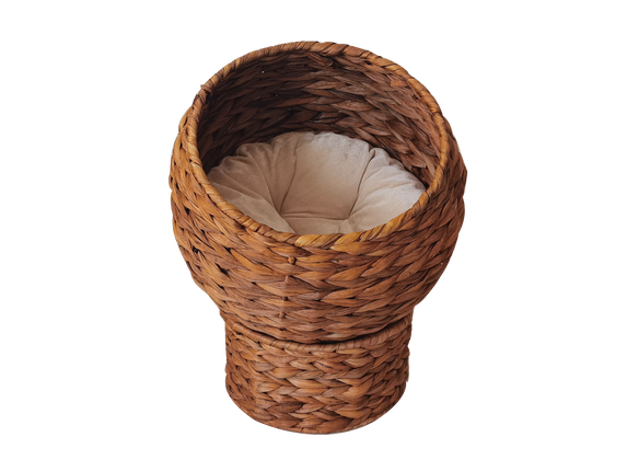 Round Pet House Natural Rattan Bed – Woven Dog & Cat Sleeping Basket