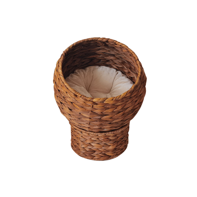 Round Pet House Natural Rattan Bed – Woven Dog & Cat Sleeping Basket