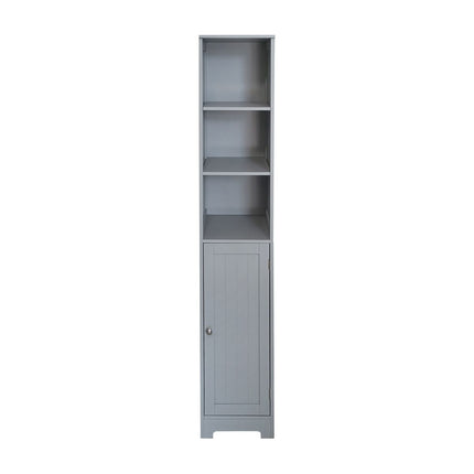 Bathroom Storage Cabinet Tallboy Narrow Cupboard - Grey