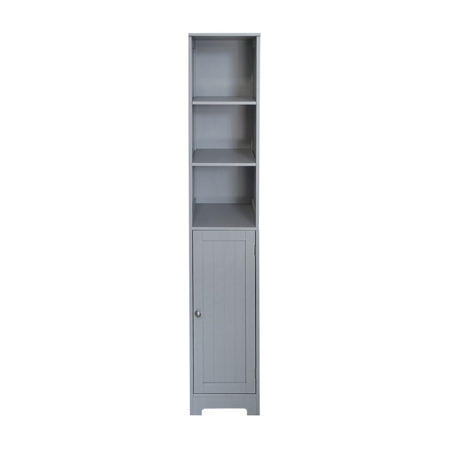 Bathroom Storage Cabinet Tallboy Narrow Cupboard - Grey