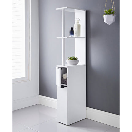 Bathroom Storage Cabinet Tallboy Narrow Cupboard - White