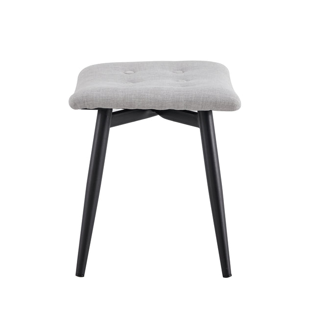Curved Backrest Chair With Matching Footstool Linen and Foam Armchair Black Legs