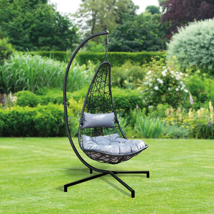 Hanging Egg Chair Outdoor With Cushion - Black