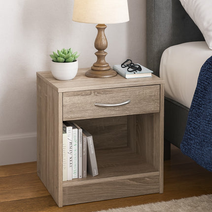 Bedside Cabinet End Side Table Living Room - Oak
