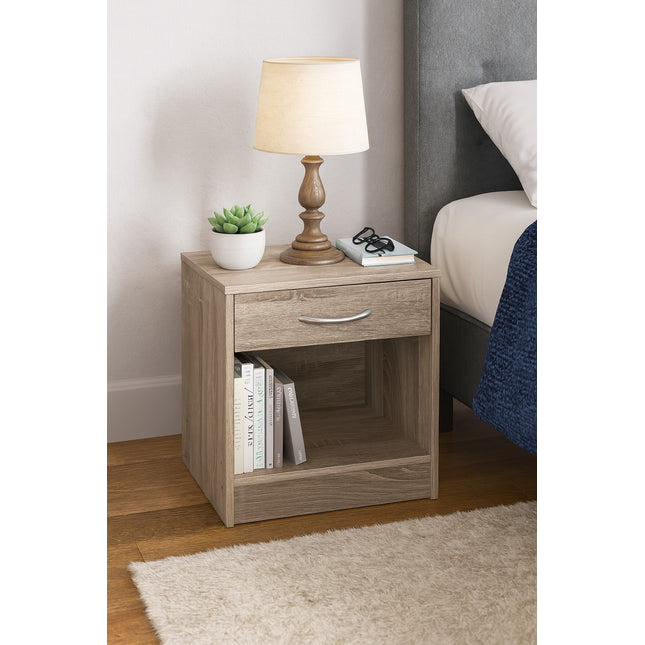 Bedside Cabinet End Side Table Living Room - Oak