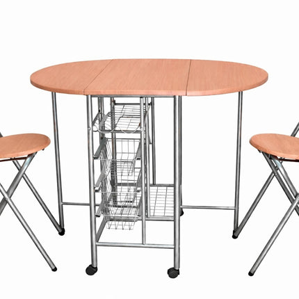 Folding Dining Table and Chairs Space Saving - Oak