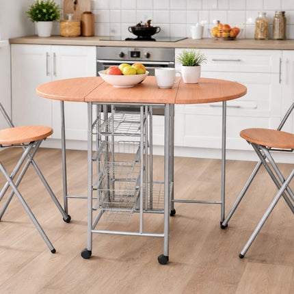 Folding Dining Table and Chairs Space Saving - Oak